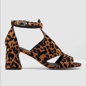 Topshop Destiny Leopard Cutout Chunky Block Heel Size 8.5